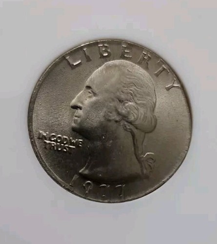 1977-P quarter struck on nickel planchet showing undersized coin with smooth unreeded edge and truncated Washington design